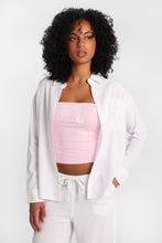 Linen-Blend Oversized Button-Up Shirt thumbnail 1