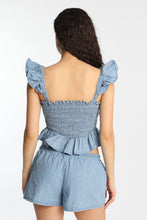 Chambray Flutter Sleeve Smocked Top thumbnail 7