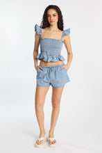 Chambray Flutter Sleeve Smocked Top thumbnail 8