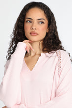 Everyday Waffle Knit Long Sleeve Notch Neck Top thumbnail 18