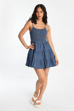 Chambray Smocked Tiered Mini Dress thumbnail 5
