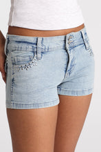 Embellished Low Rise Mini Denim Shorts thumbnail 1