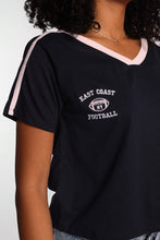 Graphic V-Neck Off-Shoulder Jersey Tee thumbnail 11