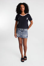 Graphic V-Neck Off-Shoulder Jersey Tee thumbnail 13