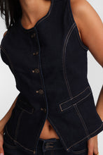 Button-Up Crew Neck Denim Vest thumbnail 3
