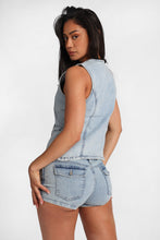 Button-Up Crew Neck Denim Vest thumbnail 7