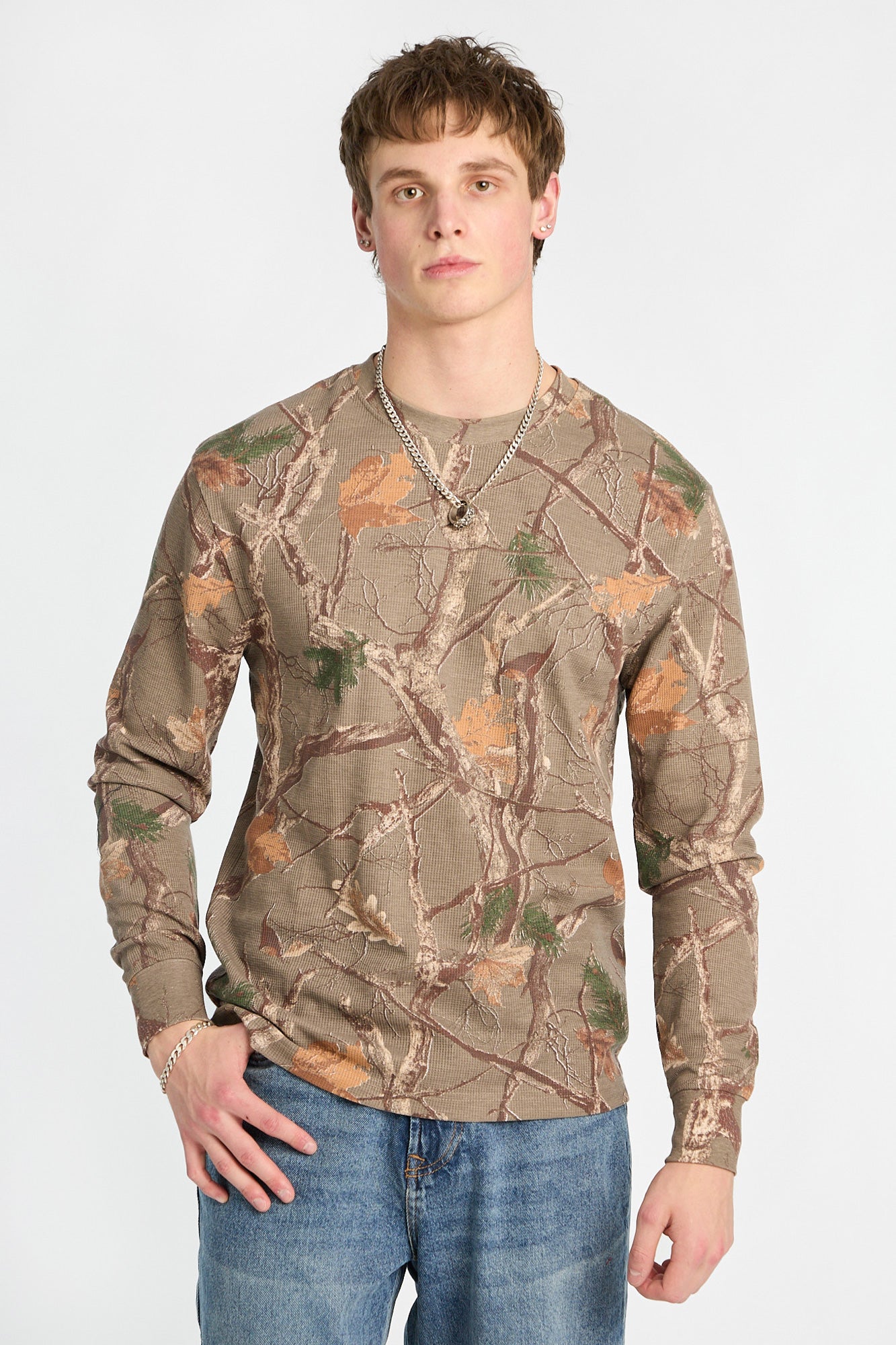 Thermal Waffle Knit Crew Neck Long Sleeve Tee – Bluenotes