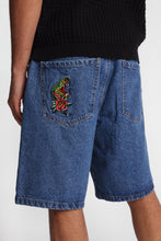 Snake & Rose Embroidered Loose Denim Shorts thumbnail 1