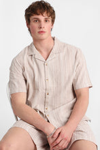 Cotton Textured Knit Multi-Striped Short Sleeve Button-Up Shirt thumbnail 5