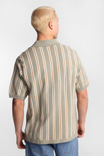 Reverse Knit Striped Short Sleeve Button-Up Shirt thumbnail 3