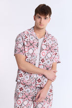 Chemise en tissu gaufré à manches courtes à motifs mosaic thumbnail 1