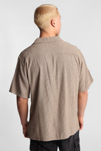 Linen-Blend Short Sleeve Button-Up Striped Shirt thumbnail 4