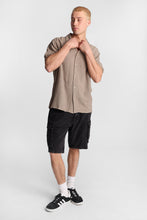 Linen-Blend Short Sleeve Button-Up Striped Shirt thumbnail 5