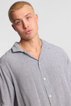 Linen-Blend Short Sleeve Button-Up Striped Shirt thumbnail 6