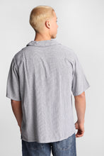 Linen-Blend Short Sleeve Button-Up Striped Shirt thumbnail 7