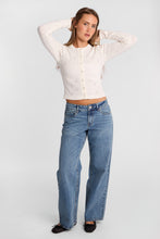 Pointelle Knit Button-Up Crew Neck Cardigan thumbnail 7