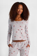 Holiday Graphic Super Soft Henley Pajama Top & Wide Leg Pajama Pants 2-Piece Set thumbnail 2