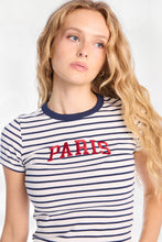 Paris Embroidered Ribbed Knit Striped Crew Neck Tee thumbnail 2