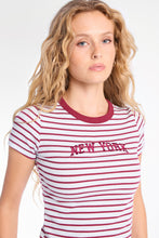 New York Embroidered Ribbed Knit Striped Crew Neck Tee thumbnail 2