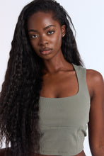 Ribbed Knit Square Neck Corset Tank Top thumbnail 12