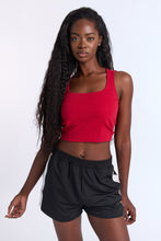 Ribbed Knit Square Neck Corset Tank Top thumbnail 1