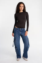 Low Rise D-Ring Cargo Denim Pants thumbnail 4