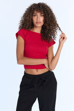 Boatneck Low-Back Short Sleeve Top thumbnail 1