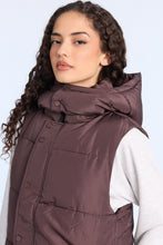Long Hooded Puffer Vest thumbnail 11