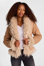 Faux-Suede Jacket With Faux-Fur Lined Lapel thumbnail 1