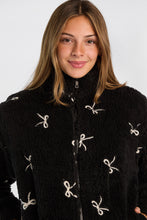 Bow Embroidered Sherpa Fleece Zip-Up Jacket thumbnail 2
