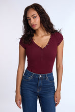 Super Soft Ribbed Short Sleeve Henley Bodysuit thumbnail 1