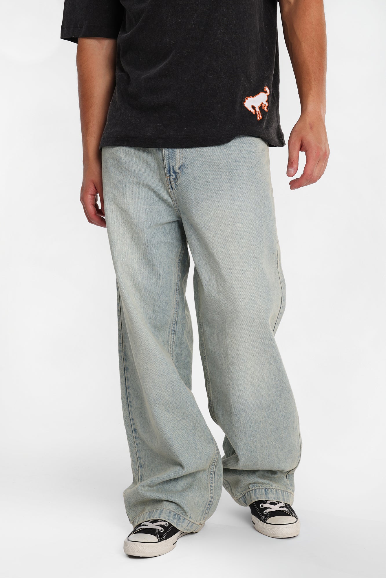 【DIANTE】ROLL UP LOOSE DENIM Embroidered Dice Ultra-Baggy Jeans – Bluenotes