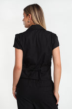 Poplin Cotton Short Sleeve Tie-Back Button-Up Shirt thumbnail 4