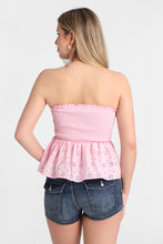 Cotton Eyelet Smocked Strapless Top thumbnail 13