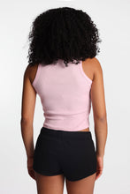Hibiscus Embroidered Ribbed Knit High Neck Tank Top thumbnail 3