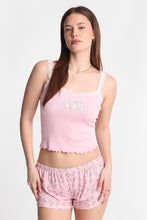 AERO Graphic Pointelle Knit Pajama Tank Top & Shorts 2-Piece Set thumbnail 27