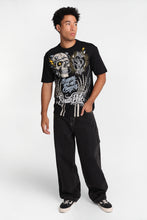 South Pole Beggars Are Not Choosers Skull & Flames Graphic Tee thumbnail 4
