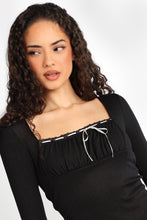 AERO Pointelle Knit Long Sleeve Ruched Square Neck Top thumbnail 4
