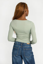 AERO Pointelle Knit Long Sleeve Ruched Square Neck Top thumbnail 14