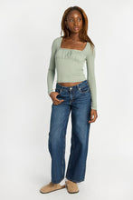 AERO Pointelle Knit Long Sleeve Ruched Square Neck Top thumbnail 15