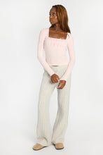 AERO Pointelle Knit Long Sleeve Ruched Square Neck Top thumbnail 29