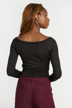 AERO Pointelle Knit Long Sleeve Off-Shoulder Top thumbnail 4