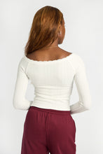AERO Pointelle Knit Long Sleeve Off-Shoulder Top thumbnail 8