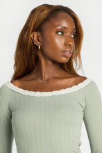 AERO Pointelle Knit Long Sleeve Off-Shoulder Top thumbnail 10