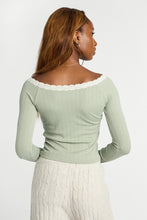 AERO Pointelle Knit Long Sleeve Off-Shoulder Top thumbnail 11