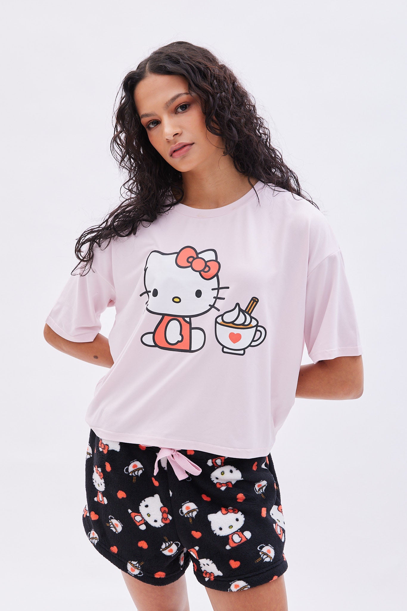 Womens Light Blue Hello Kitty Velour Flared Pyjama Bottoms