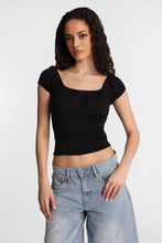AERO Pointelle Knit Puff Sleeve Top thumbnail 6