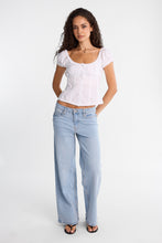 AERO Poplin Short Puff Sleeve Scoop Neck Button-Up Top thumbnail 5