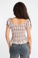 AERO Poplin Short Puff Sleeve Scoop Neck Button-Up Top thumbnail 7
