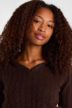 Cable Knit Hooded V-Neck Sweater thumbnail 10